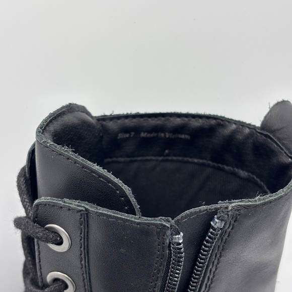 Dolce Vita Black Combat Boots Size 7 Lug Sole Buckle Leather Zip - Picture 12 of 15